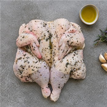 OIL SALT PEPPER ROSEMARY BUTTERFLIED CHICKEN