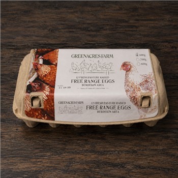 GREENACRES FARM FREE RANGE EGGS 600G